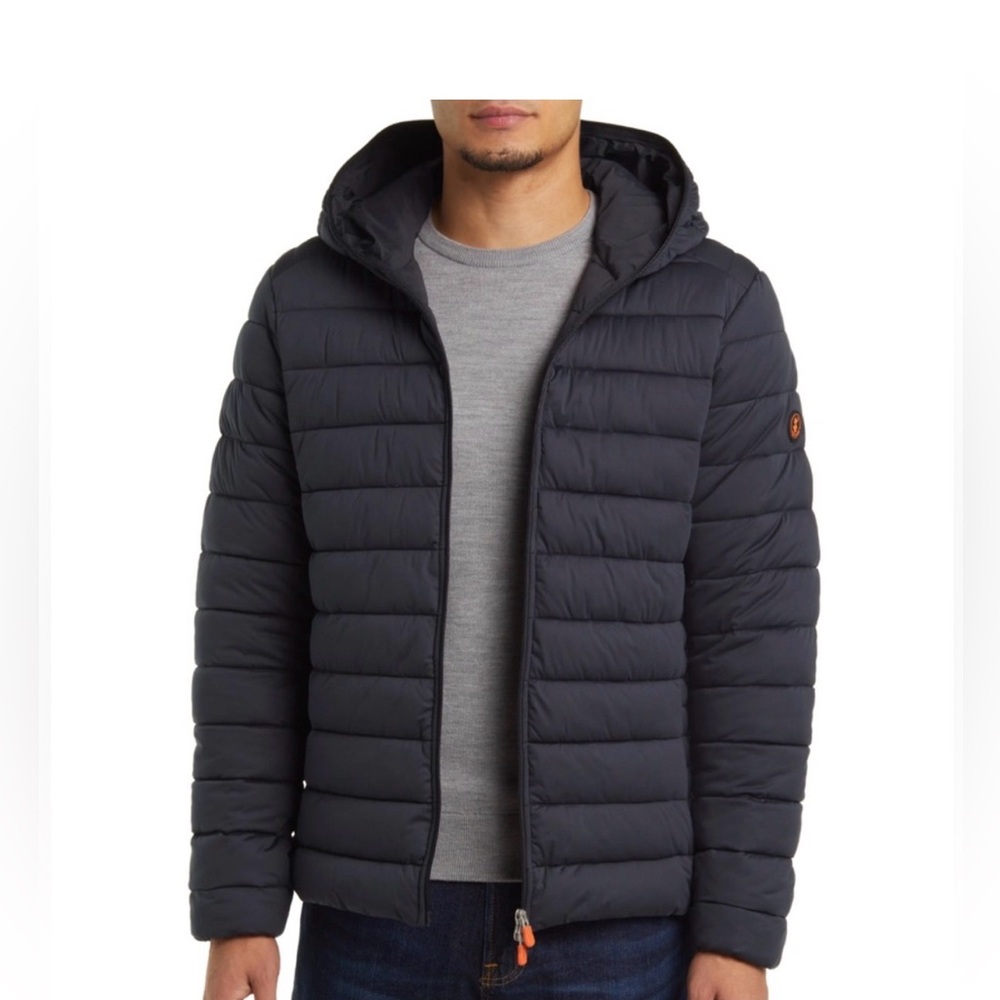 Save The Duck Mens Lexis Hooded Puffer Jacket Black- Size XXL 2XL